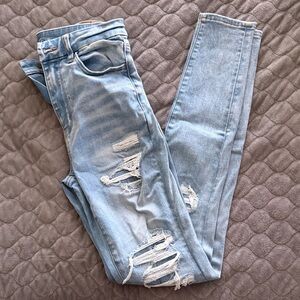 American Eagle Outfitters Distressed Light Blue Skinny Jeans